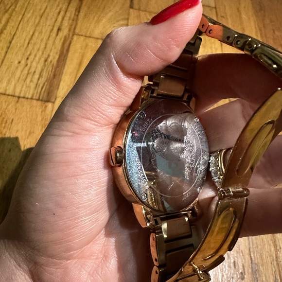 ROSE GOLD PAVE BEZEL TRIPLE SUBDIAL WATCH IN GOLD STAINLESS STEEL - Picture 9 of 9